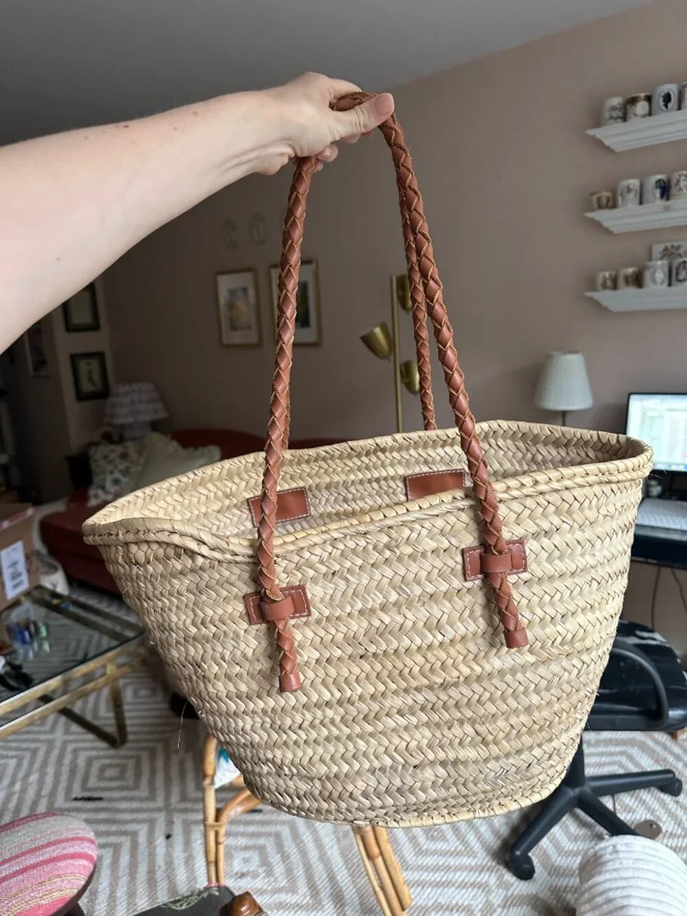 mango basket bag with braided straps